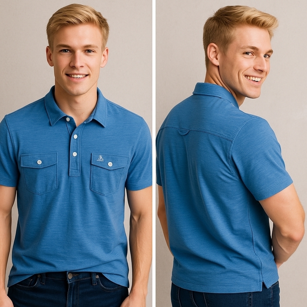 Original Penguin Men’s M Blue Pocket Polo Shirt Classic Fit Preppy Golf Vintage